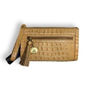 Brahmin crocodile-embossed leather wristlet clutch